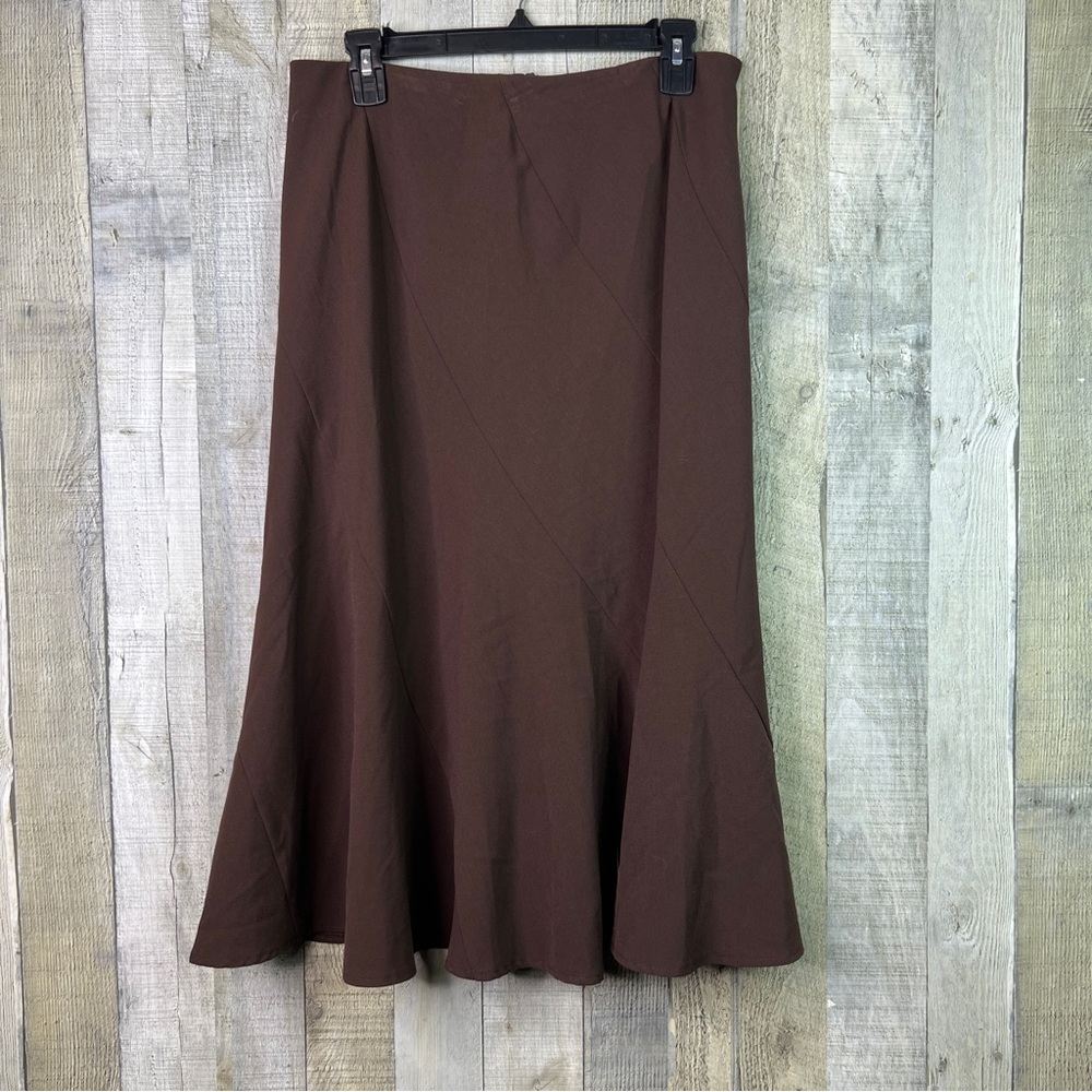Apostrophe Y2K Vintage Size 10 Brown Swing Skirt Side Zipper